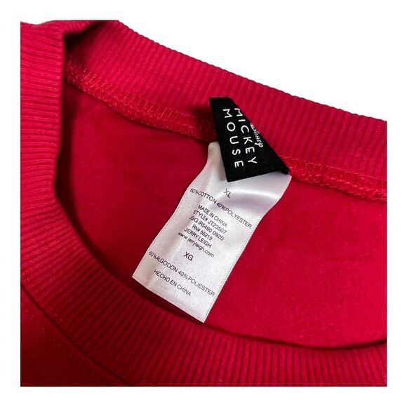 Disney Sweatshirt‎ WMNS XL Red Mickey Mouse Gold Vacation Parks Ears Family Cozy - Picture 3 of 9